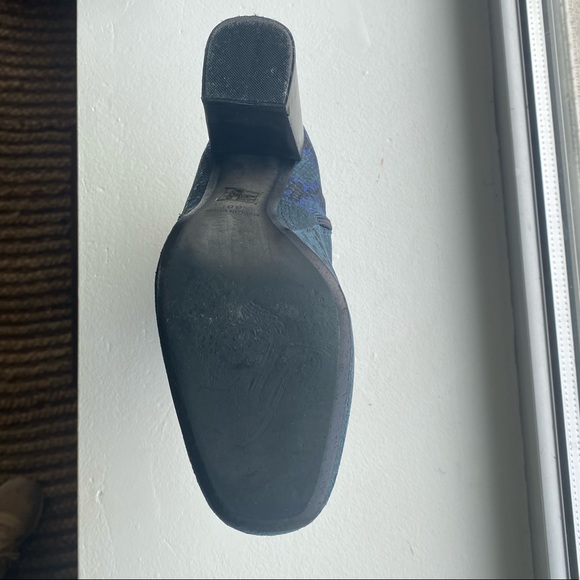 Blue Metallic Embossed Snake-Skin Booties - Picture 10 of 11